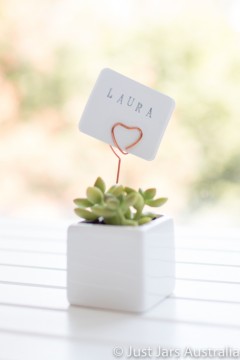 White 5cm planter with card holder (various designs)